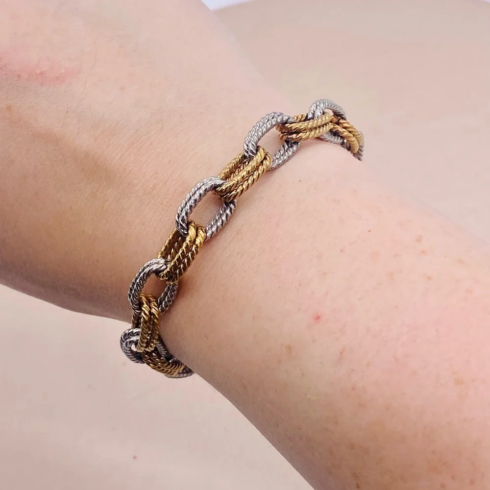 EUC Silver & Gold Plated Double Link Bracelet